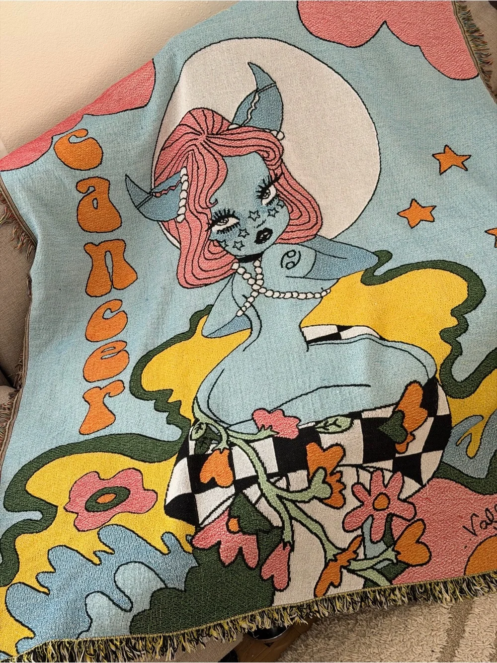 Valfré Celestial Zodiac Cancer Throw Blanket Tapestry Super Rare Limited Edition